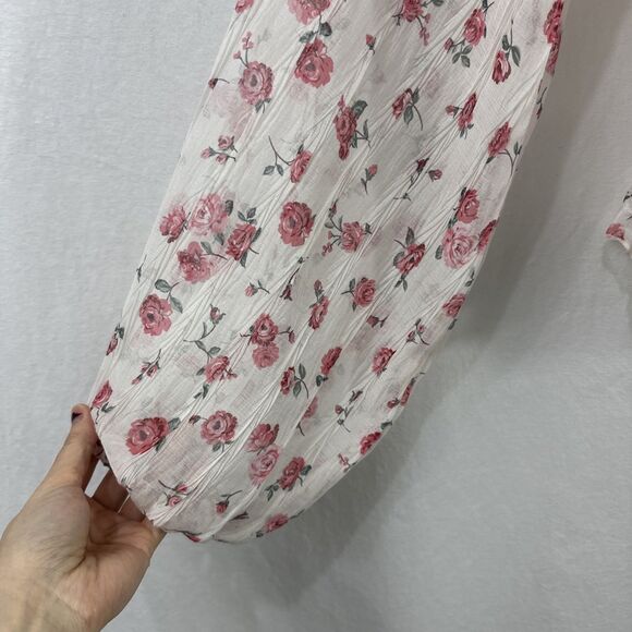 Love Notes Sheer Floral Romantic Button Front Ruffle Top Womens Size M Coquette - Picture 7 of 11